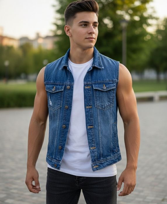 Стильный джинсовый жилет Bershka Denim (Унисекс)-Must-Have для образа