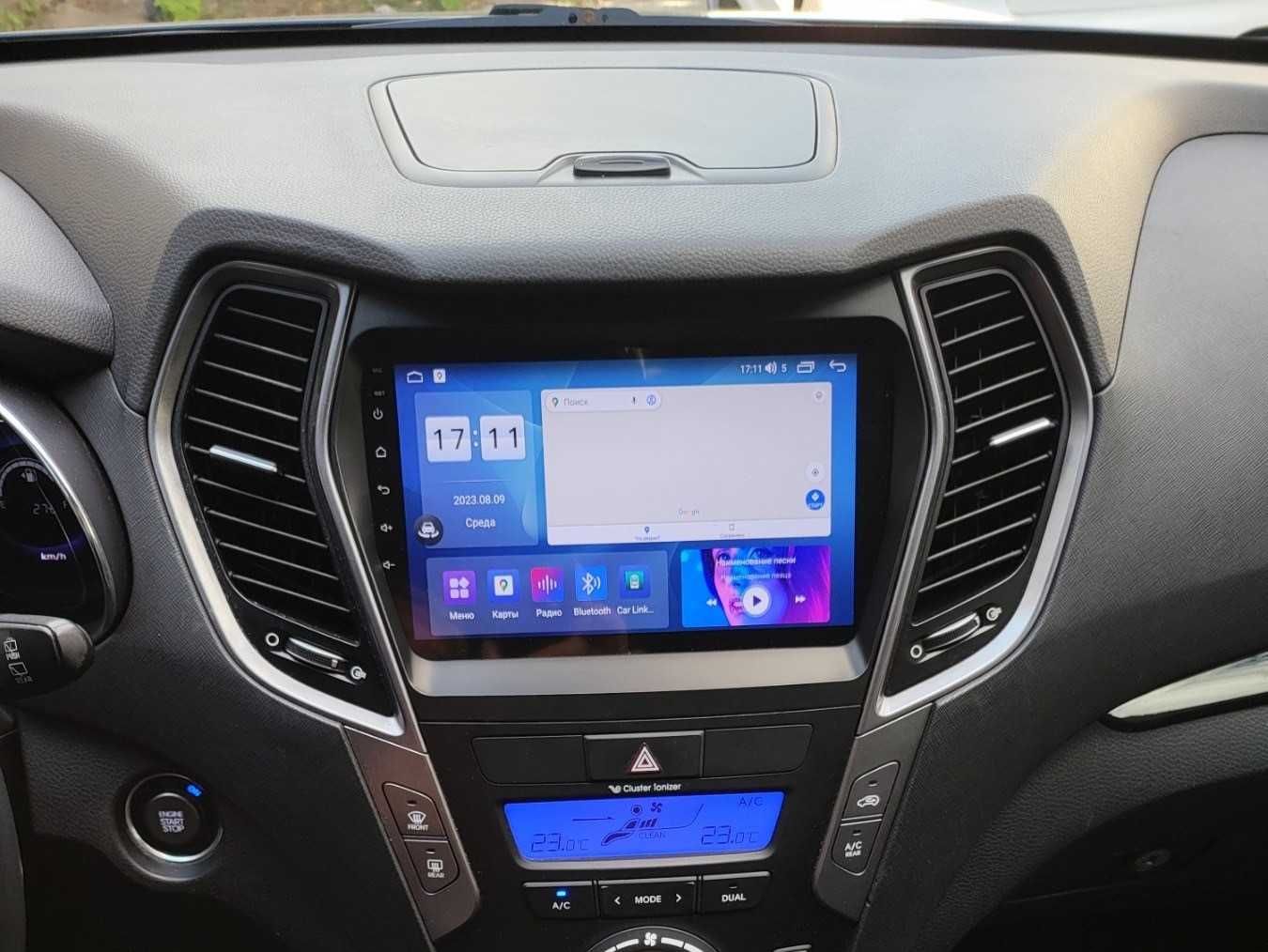 Магнітола Hyundai Santa Fe ,CarPlay, 8 ядер, Q-Led екран ,слот під SIM