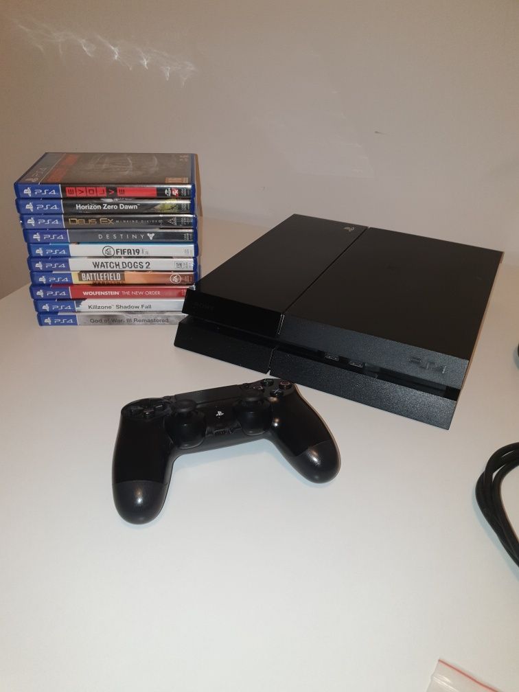 Ps4 + 10 gier + pad zestaw playstation 4 konsola 500gb + gry