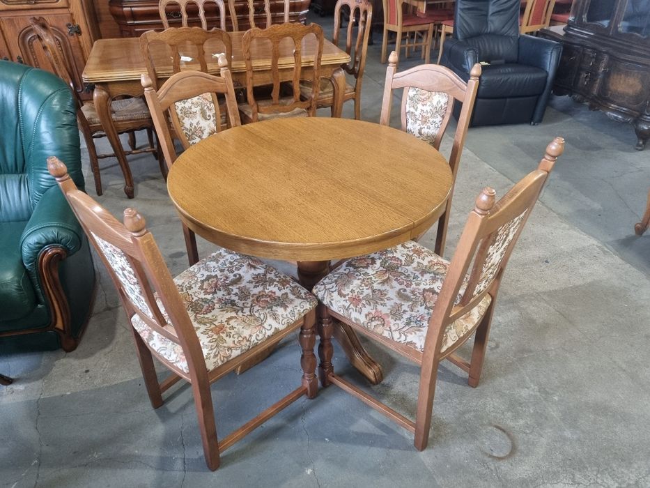 stół dębowy 4 krzesła