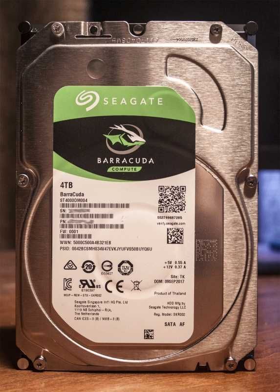 Жесткий диск 3.5" Seagate BarraCuda 4 ТБ, SATA III, 256 Mb, 5400 rpm