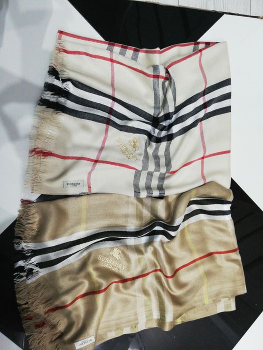 Szał. Krata uk burberry jasny beż lub karmel 180x75 cm