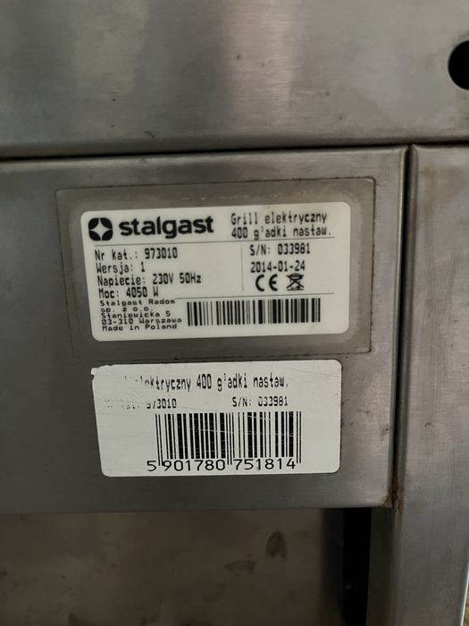 Duża płyta grillowa STALGAST elektryczna gładka gastronomiczna burger