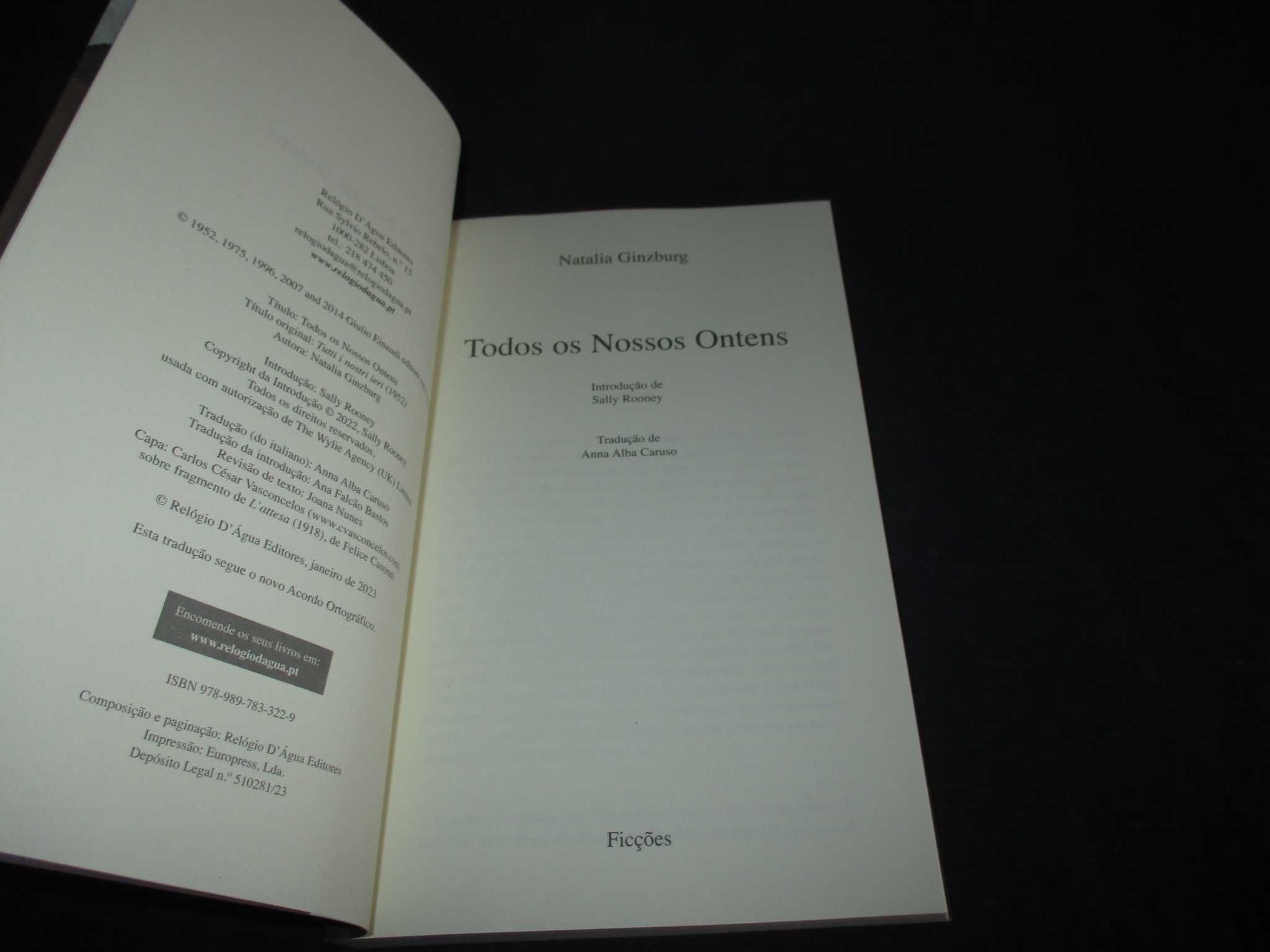 Livro Todos os Nossos Ontens Natalia Ginzburg