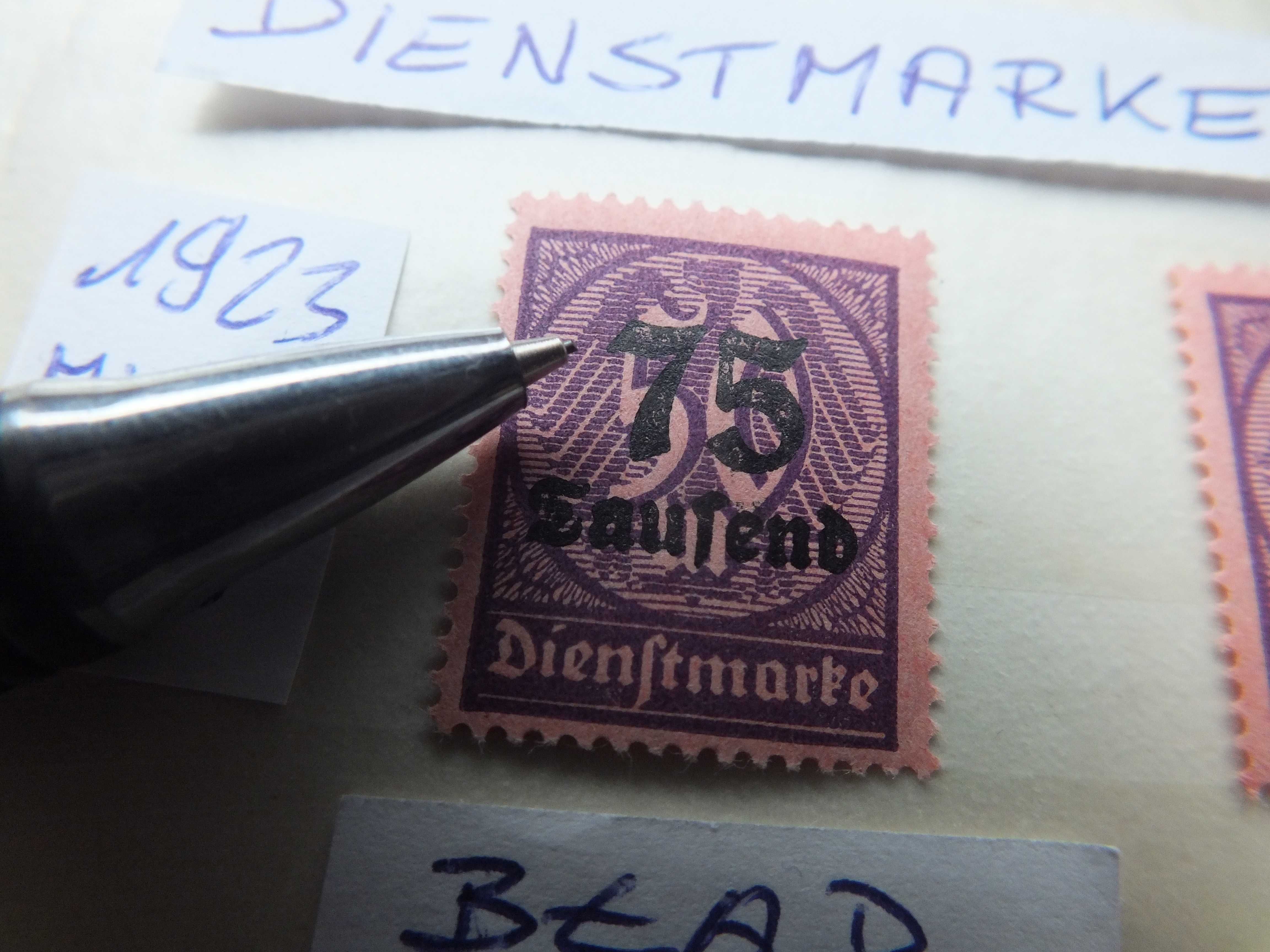 2szt. znaczki Mi D91 odcień BŁĄD Niemcy 1923r. CYFRY czyste ** DIENST