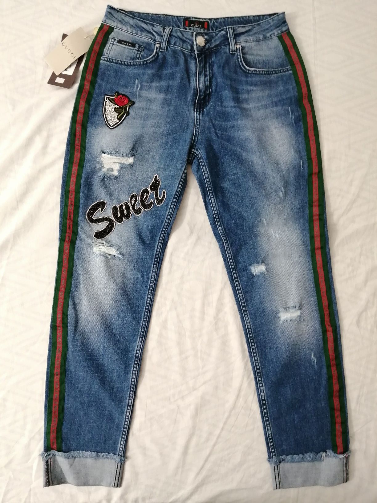 NOWE damskie spodnie jeansowe Gucci jeansy gg spodnie jeans 30 L