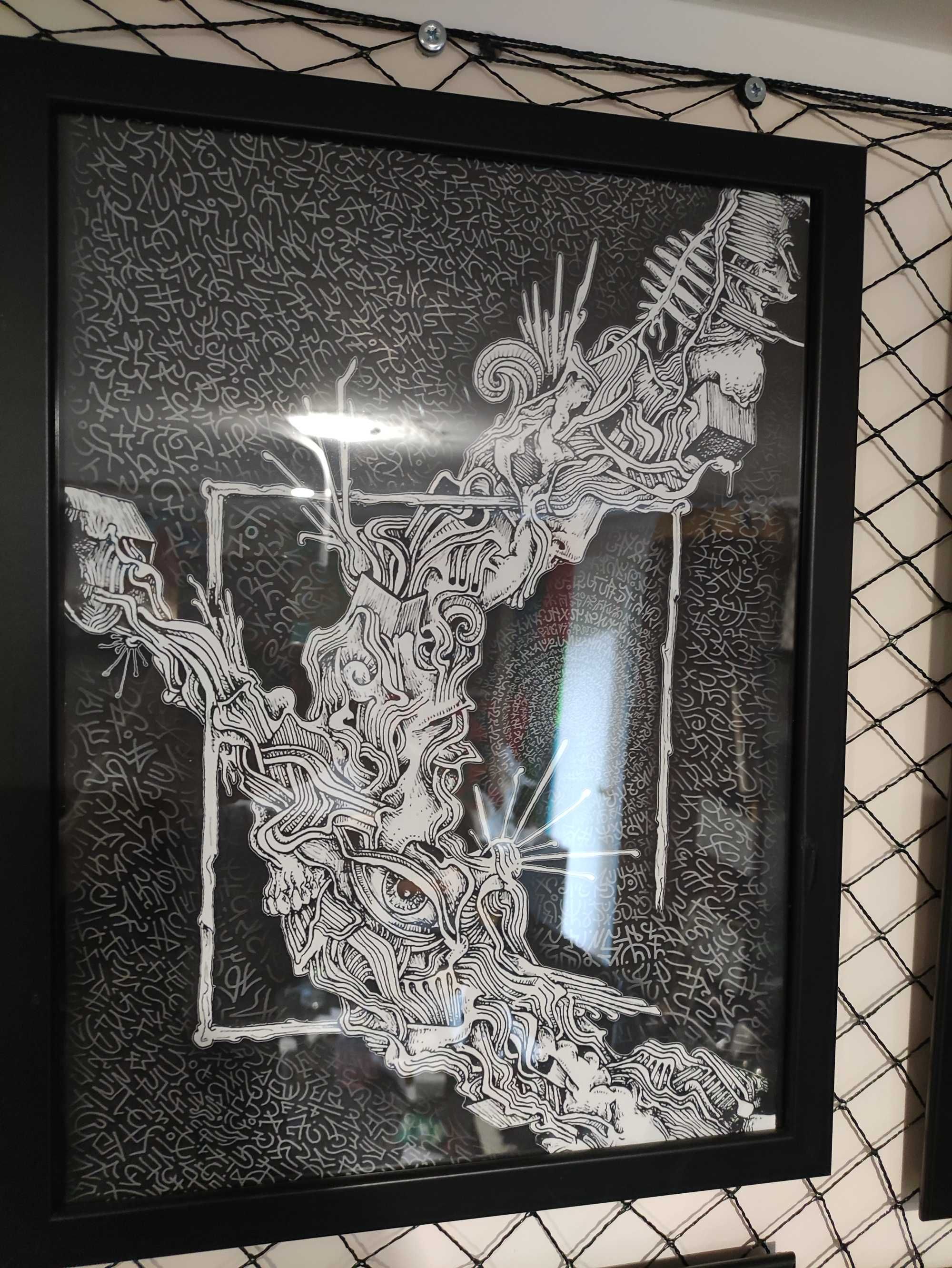Obraz "POZA RAMĄ" 40x30 Abstrakcja Surrealizm  Polska grafika w ramie
