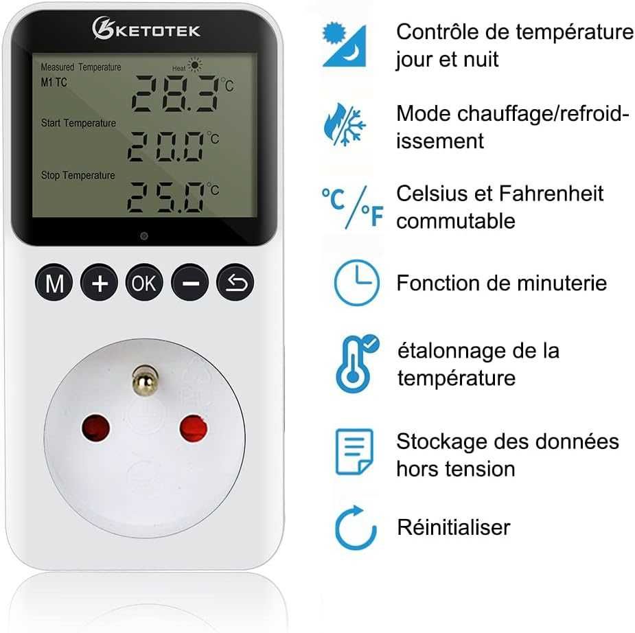 Kontroler temperatury cyfrowy z sondą Termostat - KETOTEK KT3200PRO-FR