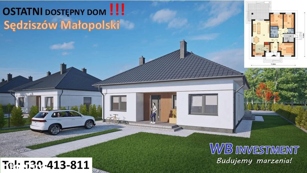 OSTATNI! NOWY DOM parterowy Sędziszów MŁP (20 min od Rz) st dewelopers