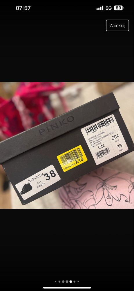 Buty sportowe Pinko sneakersy Liquirizia 38 białe skora naturalna