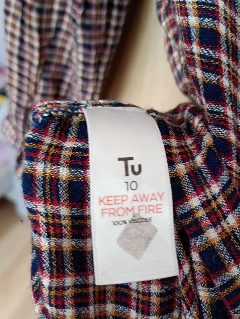 Bluzka w kratkę kratę z haftem w kwiaty wiskoza elegancka tu modna m