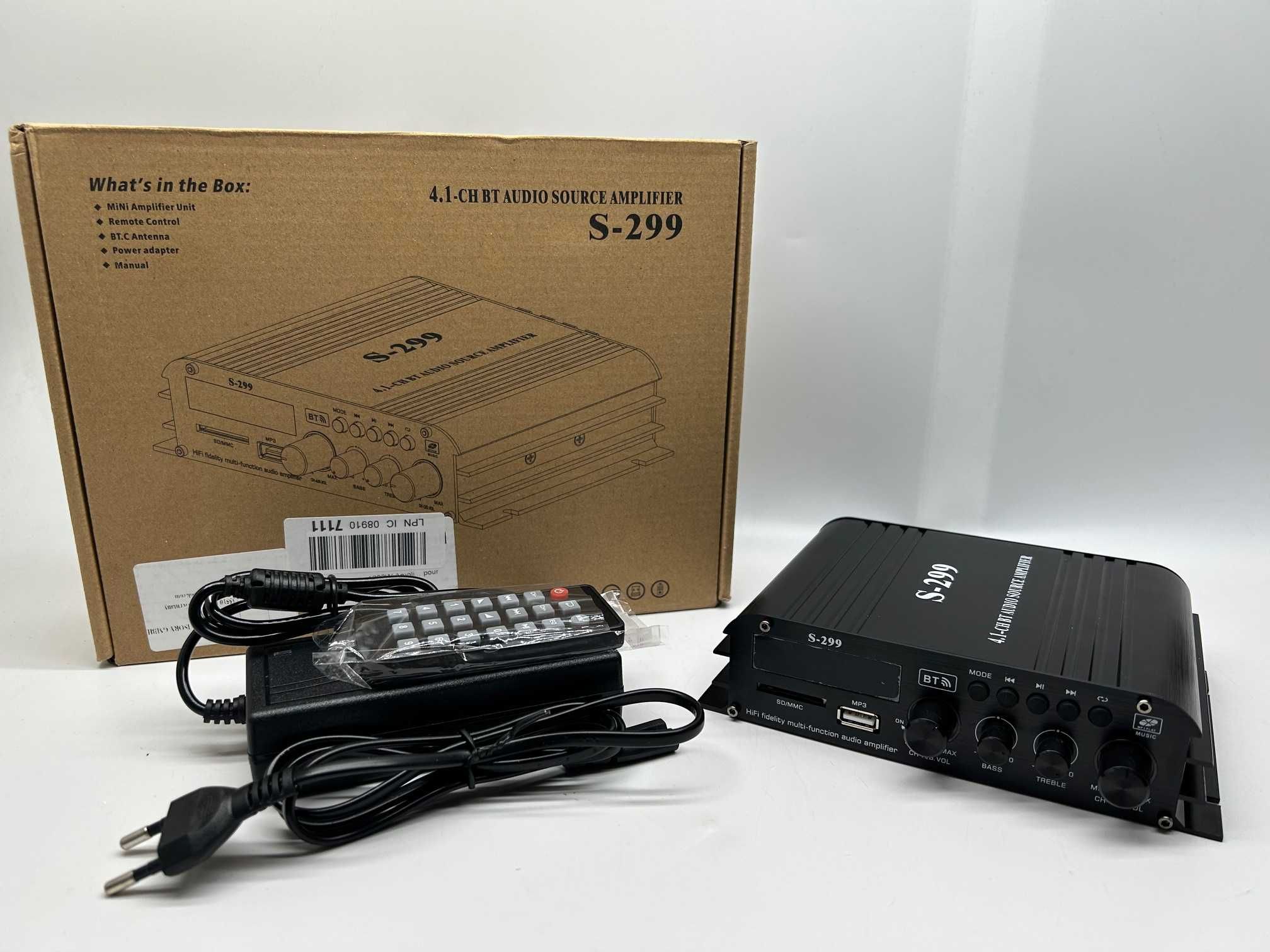 Wzmacniacz S-299 Cyfrowy 4 kanałowy bluetooth USB MP3