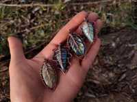 Naszyjnik handmade liść labradoryt kamień naturalny biżuteria