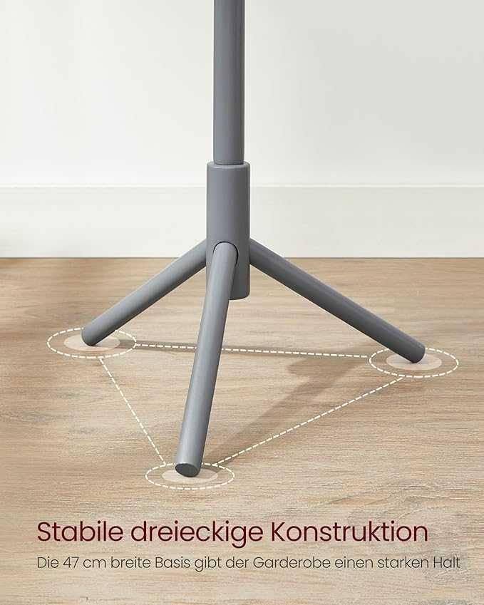 VASAGLE Wieszak na ubrania z litego drewna szary