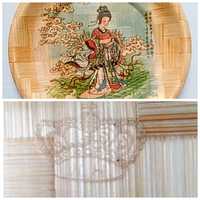 Prato em bambú Wang Hing original contrastado China.