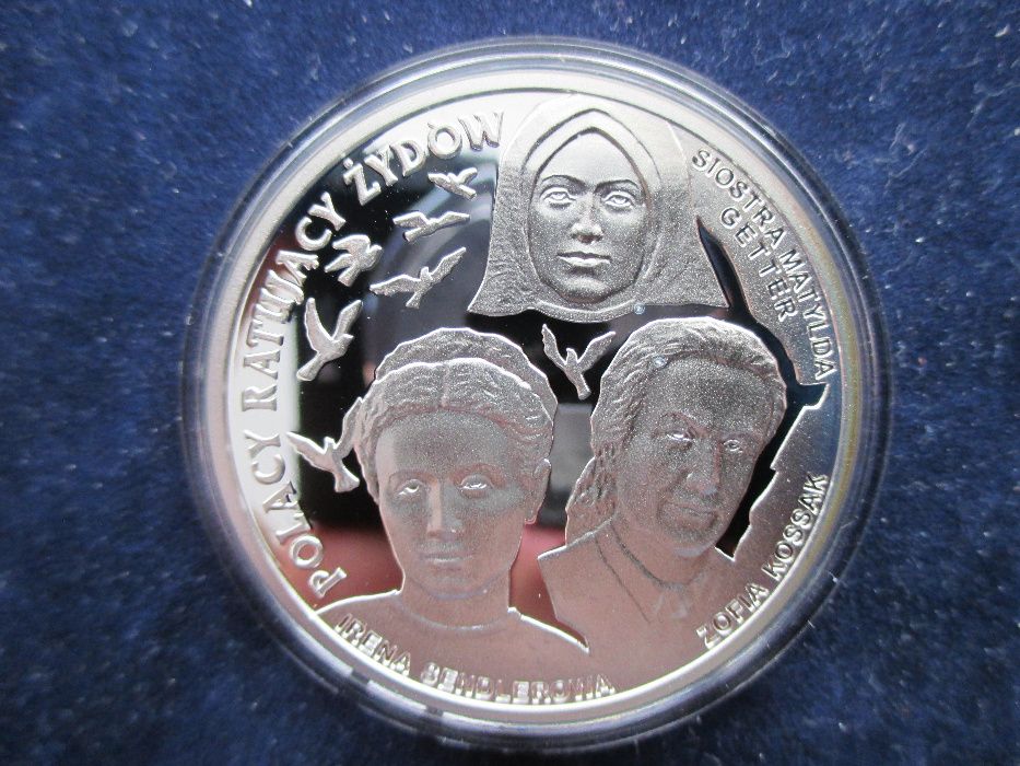 Srebrna moneta 20 zł z 2009 r. Polacy Ratują Żydów