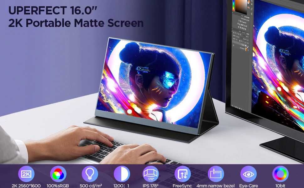 Новий портативний монітор UPERFECT 16" 2,5k IPS 144Hz HDR 178°