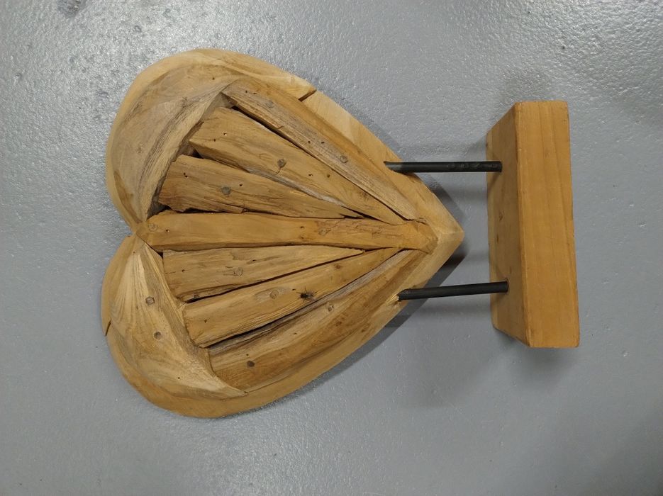 Serce Boho rzeźba drewno odzyskane Teak