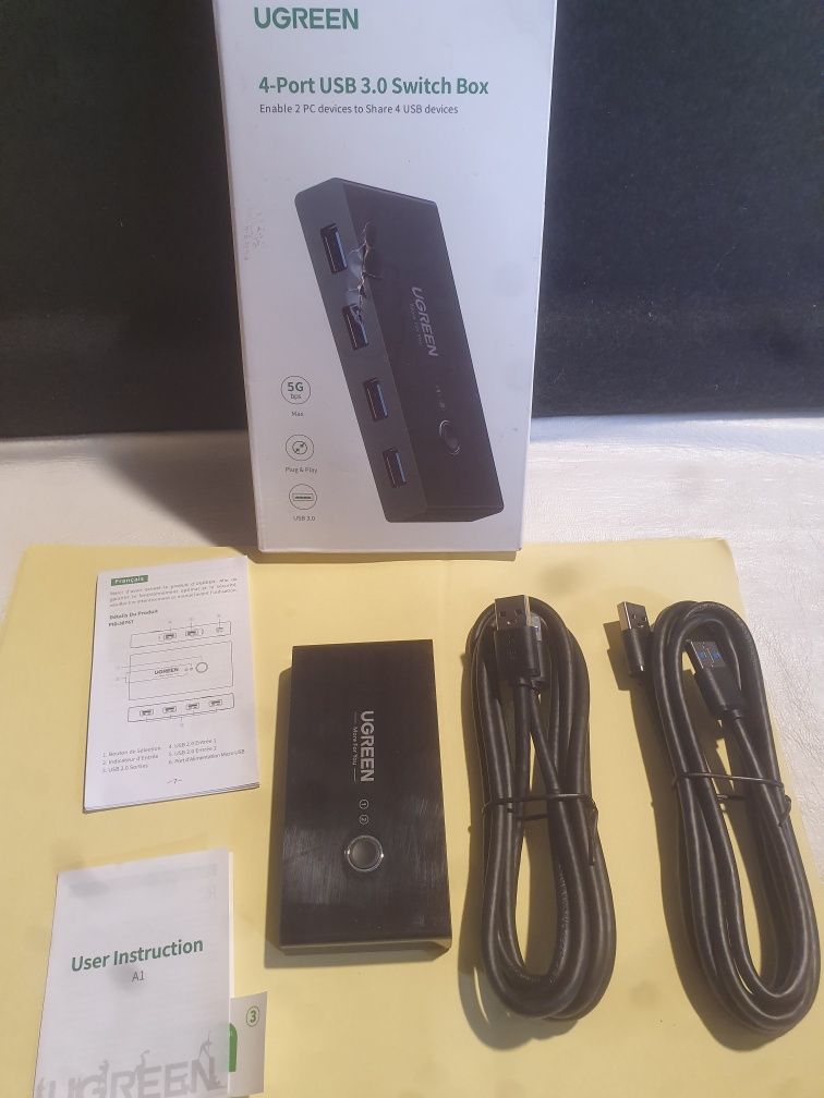 Ugreen przełącznik adapter HUB SWITCH BOX 4x USB 480 MBPS ROZGAŁĘŹNIK