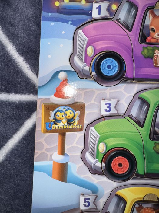 Розвиваюча гра, пазли-вкладки Тваринки на машинках.