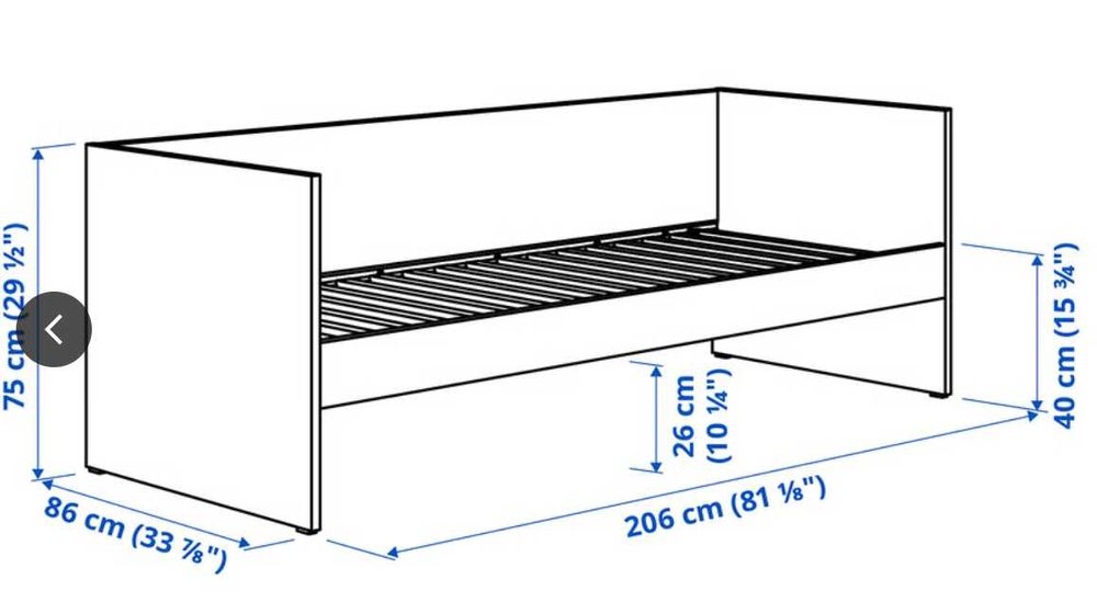 Estrutura de cama individual solteiro IKEA 90x200 VIHALS branco