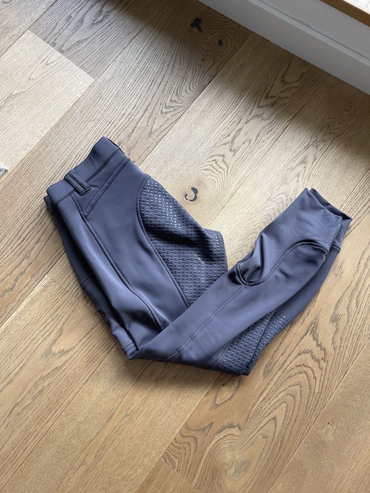 Legginsy bryczesy ocieplane zimowe 40 softshell szare fiolet