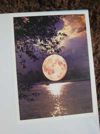 Haft diamentowy obraz księżyc noc Creadu malowanie po numerach