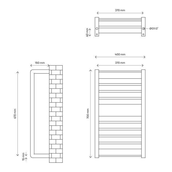 Grzejnik łazienkowy GoodHome Loreto 40x70 70x40 biały łazieka