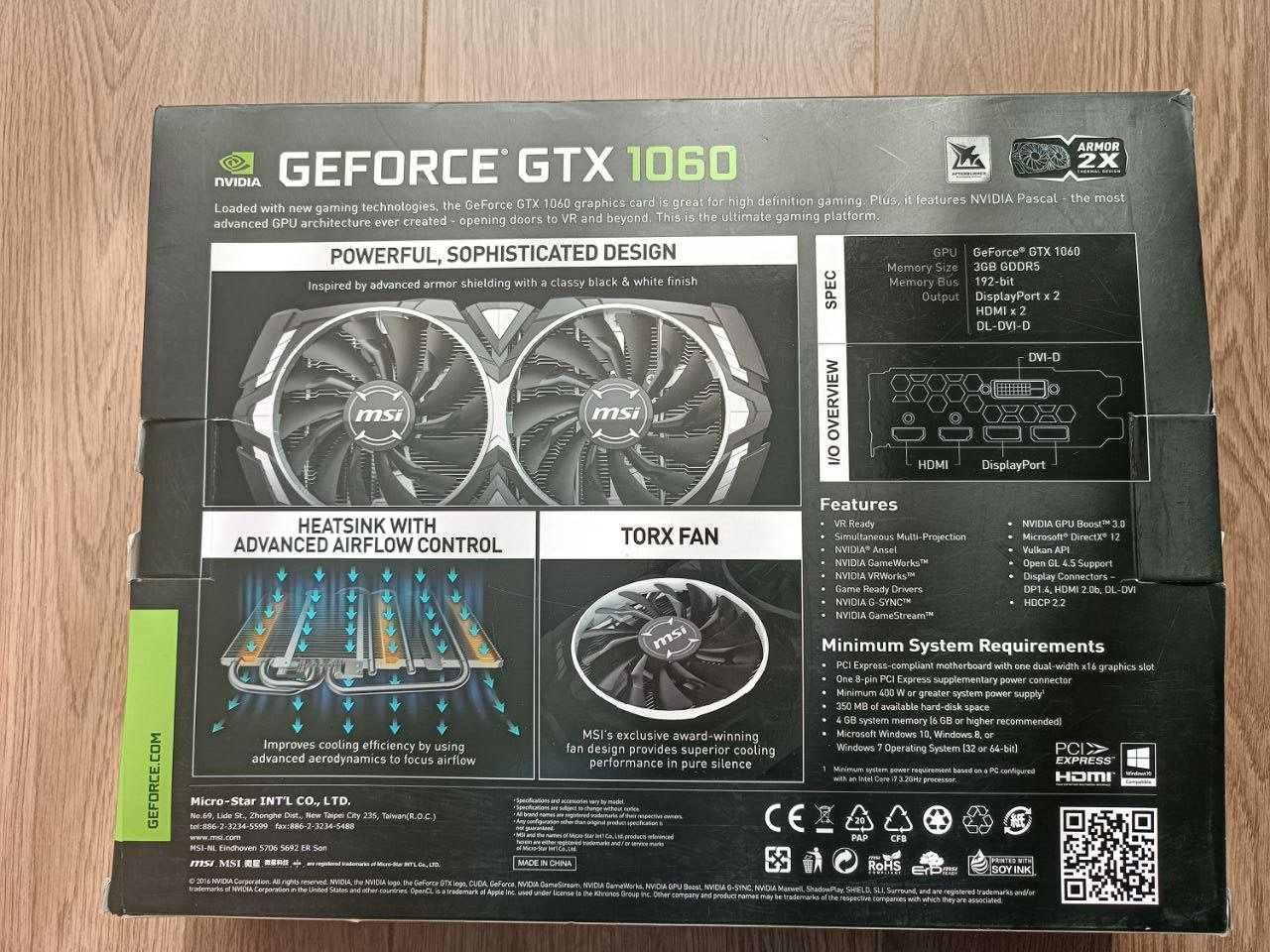 Відеокарта MSI Geforce GTX 1060 3GB GDDR5