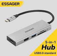 Адаптер USB HUB Type-C - HDMI + кардрідер Essager 3 in 1 / 5 in 1