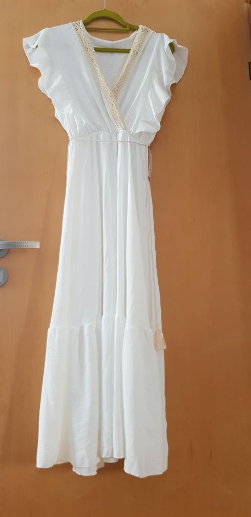 Nowa maxi biała zwiewna boho sukienka r.uniwersalny