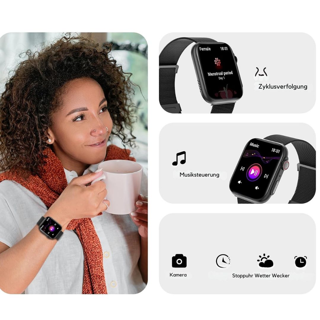 BingoFit Smartwatch Elegancki Inteligentny Zegarek dla Kobiet Mężczyzn