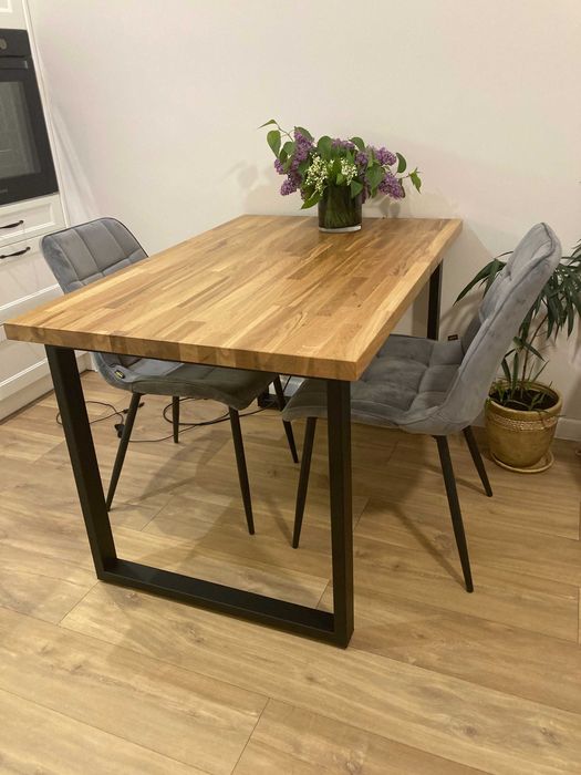 Stół drewniany dębowy 120x80x3 loft metalowe nogi salon