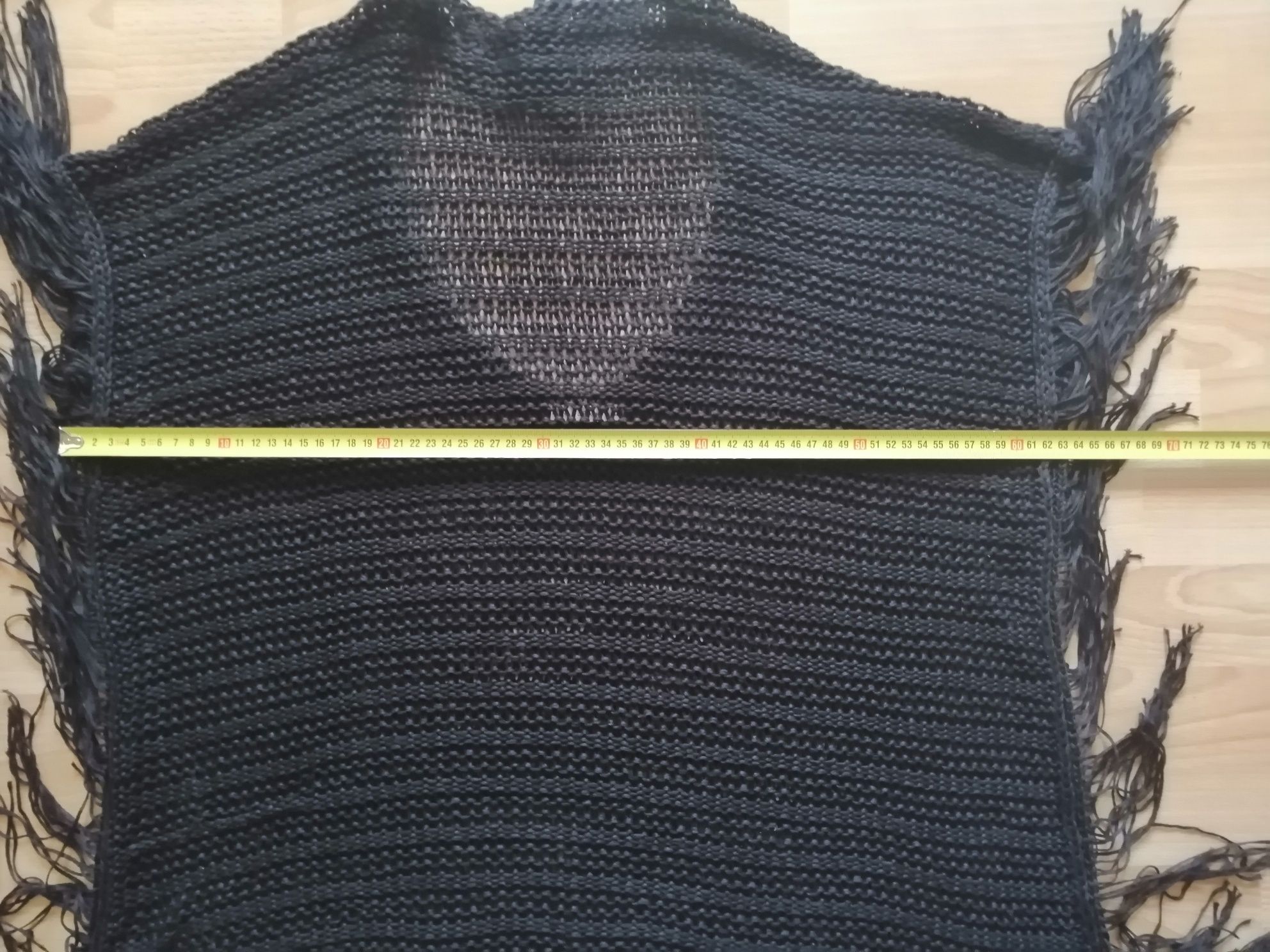 Narzutka dziergana oversize Zara S frędzle nietoperzowa