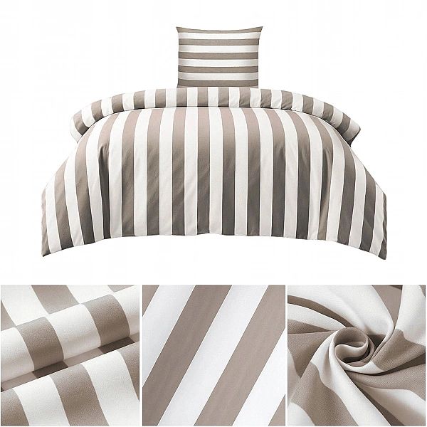 Pościel 140x200 MIKROFIBRA poszewka 70x80 KOMPLET Eusebia Home W PASY