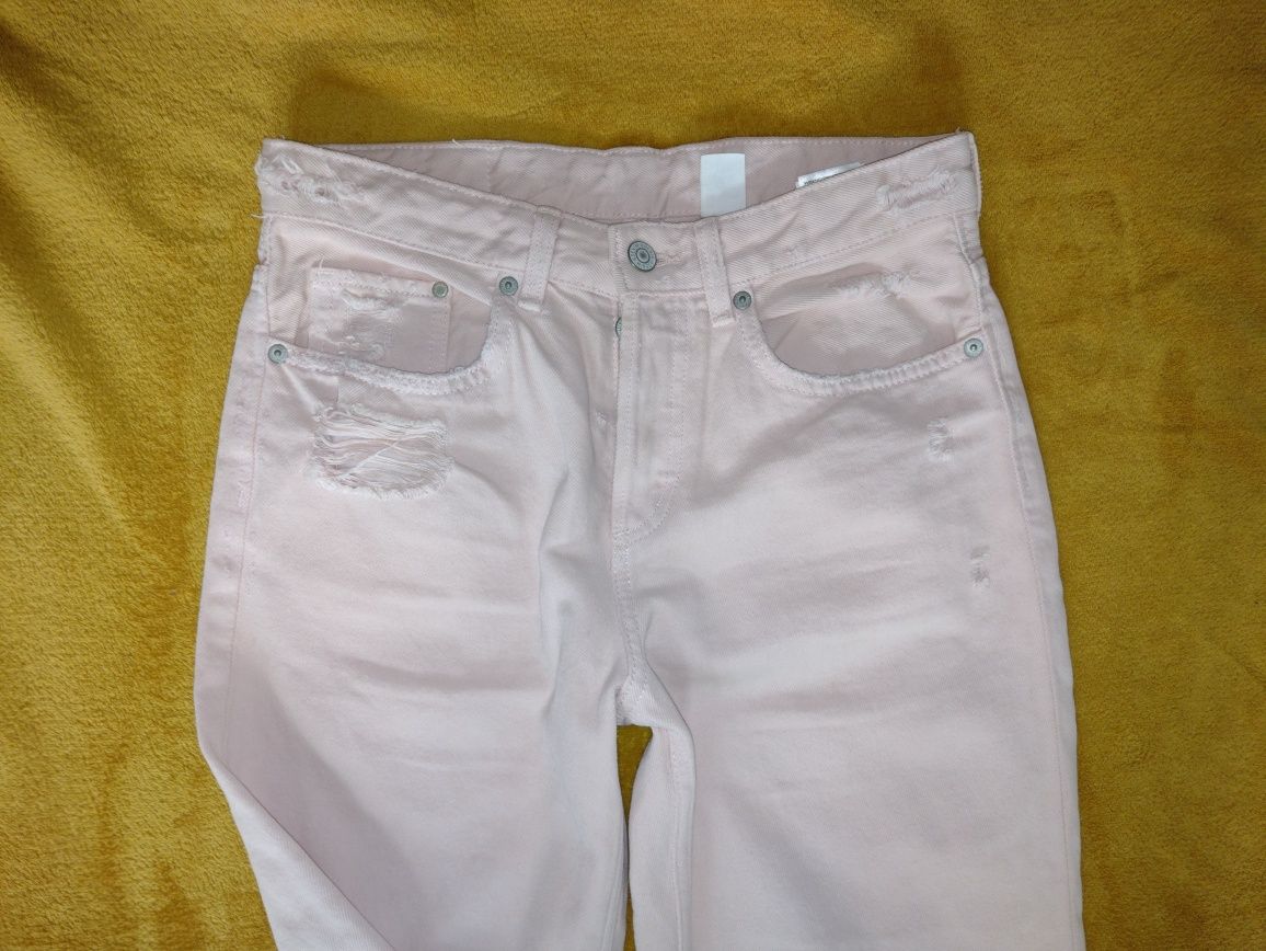 Spodnie BOYFRIEND roz. S/36 różowe przecierane