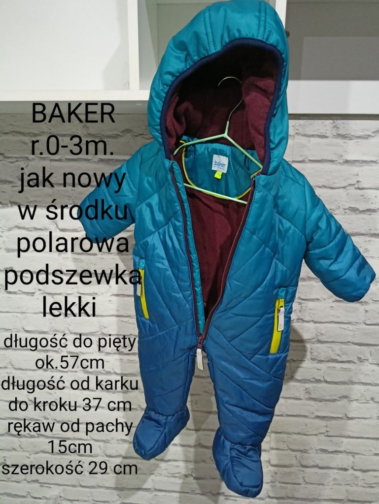 J nowy 56 62 Lekki kombinezon Baker pikowany watowany ombre holo