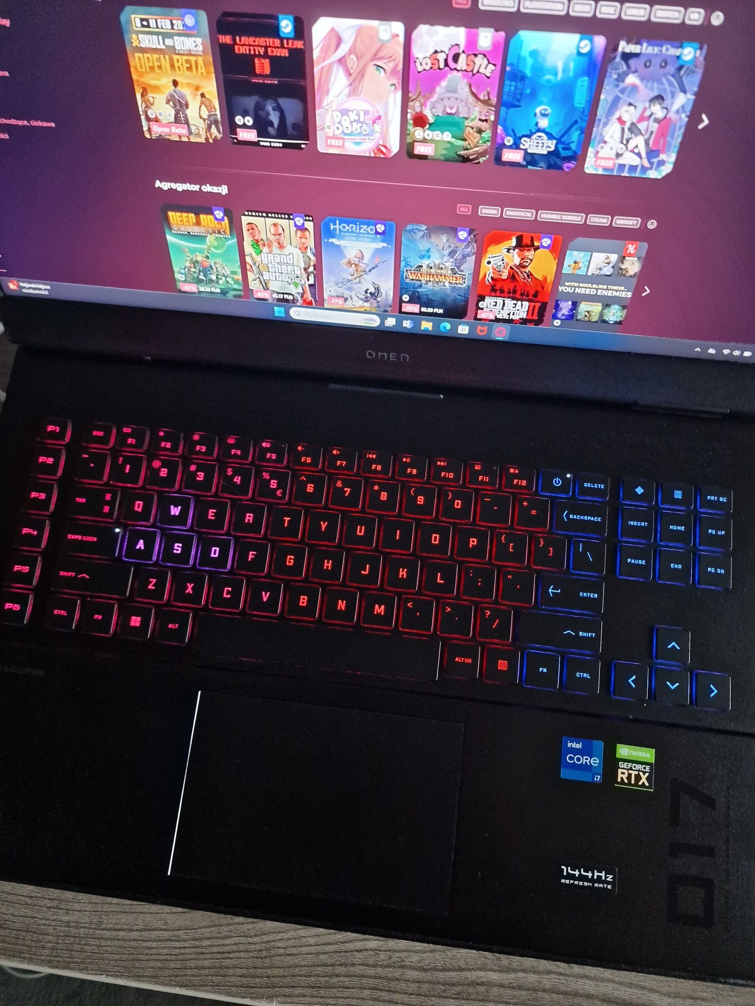 Laptop gamingowy hp omen 17 rtx 3060, i7-11800h, ssd 512, ddr4 16gb,