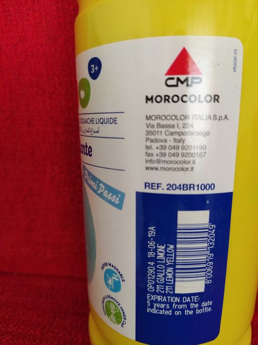 Tinta Guache frasco 1 litro - 5 cores diferentes