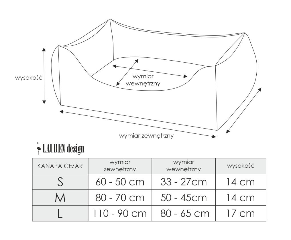 Legowisko kanapa dla psa i kota Lauren design Cezar Premium S 60 cm