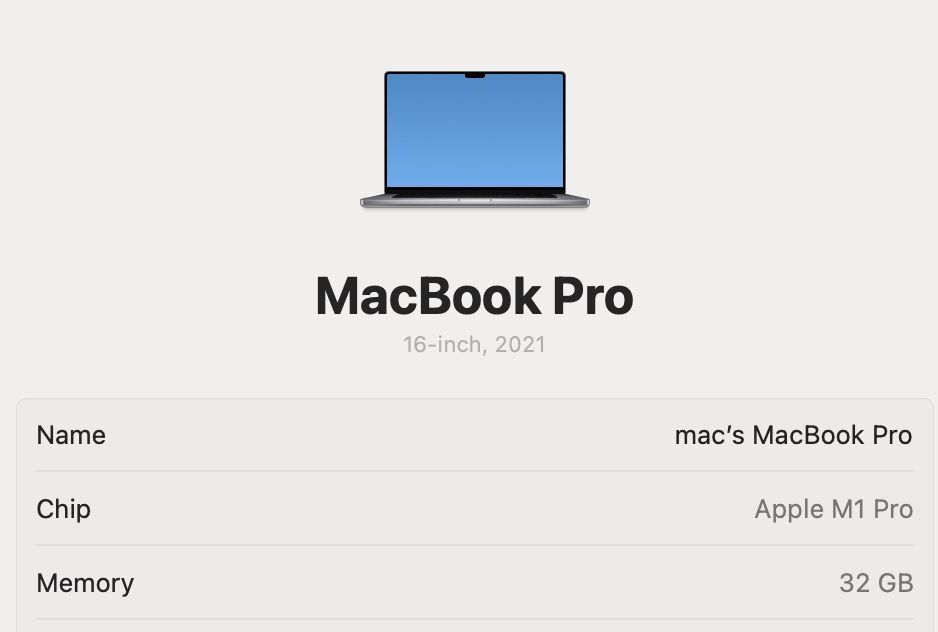 MacBook Pro 16 2021 M1 Pro 32GB RAM 512GB SSD 97%