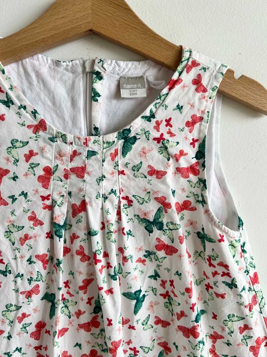 Name It sukienka dziewczęca letnia bawełna podszewka wesele motyle 104