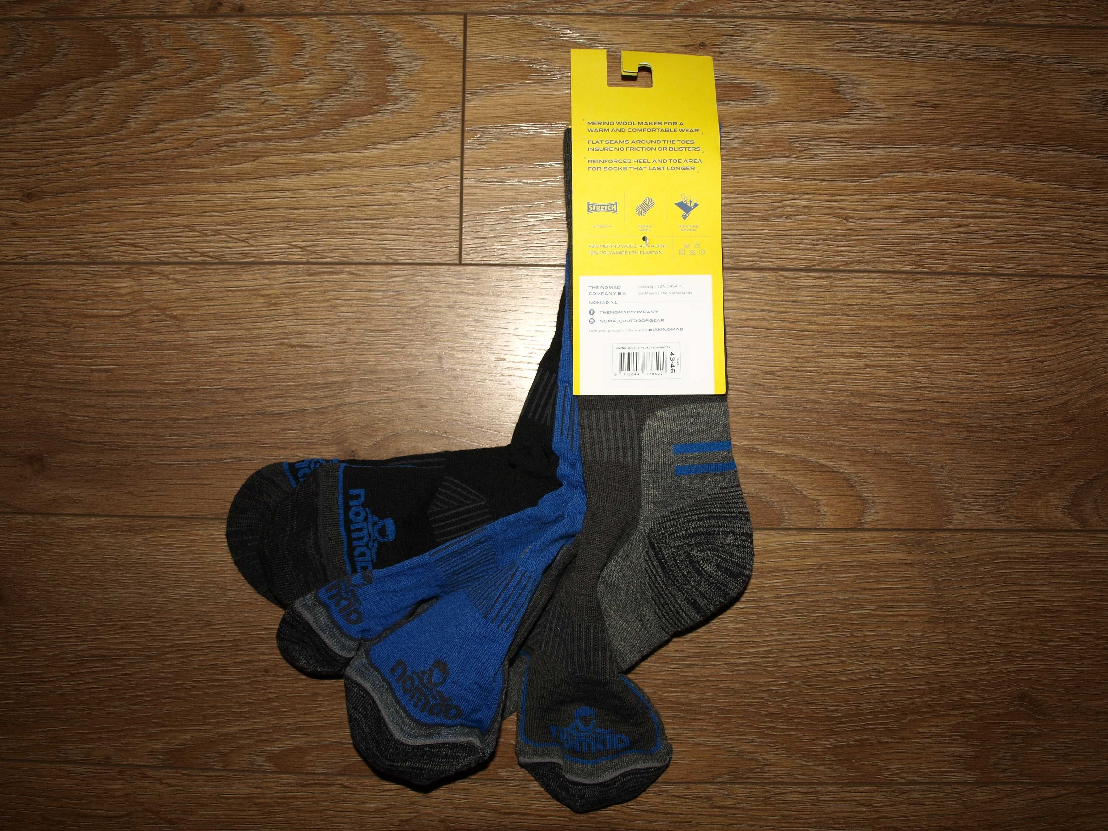 Nomad męskie skarpety trekkingowe merino wool 2 pary 43-46