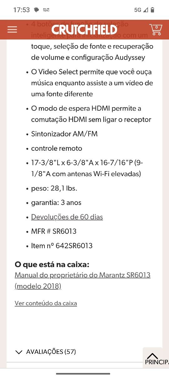 Amplificador Marantz SR6013