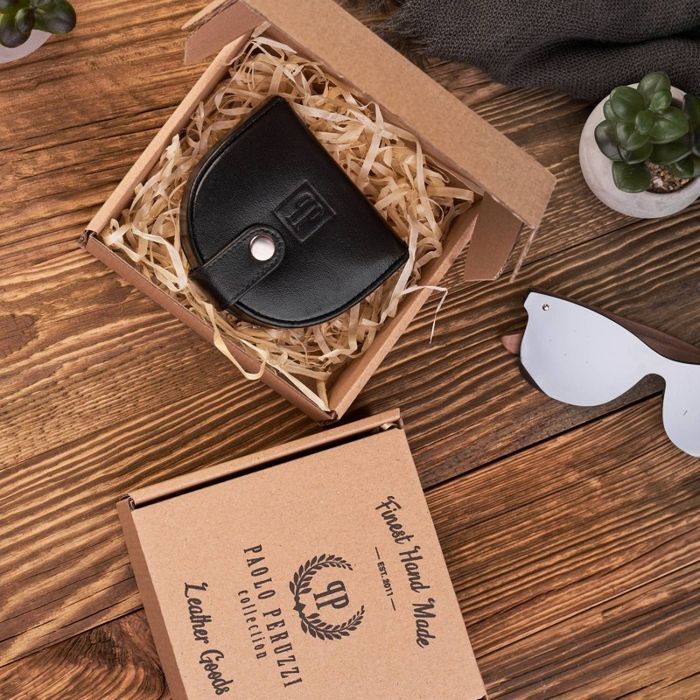 Skórzany portfel bilonówka podkówka na zatrzask Paolo Peruzzi T-50-BL