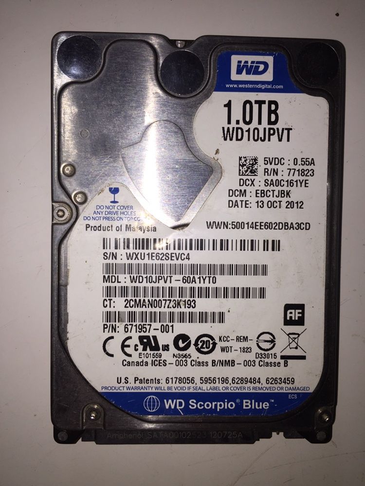 Жесткий диск WD 1TB 2.5” 5400rpm 8MB