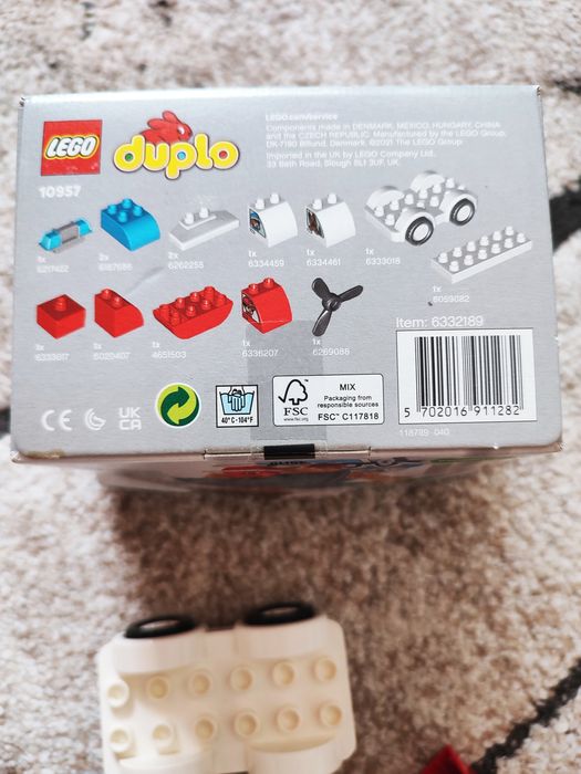 Klocki LEGO Duplo wóz policyjny i helikopter strażacki
