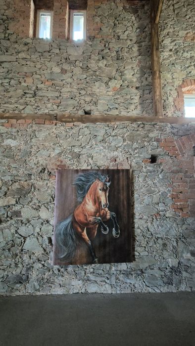 Duży obraz 125x150. Koń. Ręcznie malowany. Nie druk.