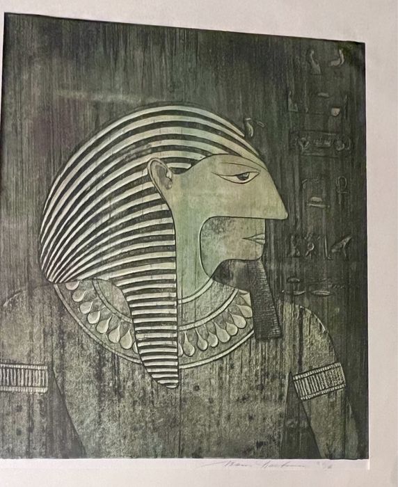 Akwaforta - Faraon. Sygnowana, wycisk. Franz Roetman.