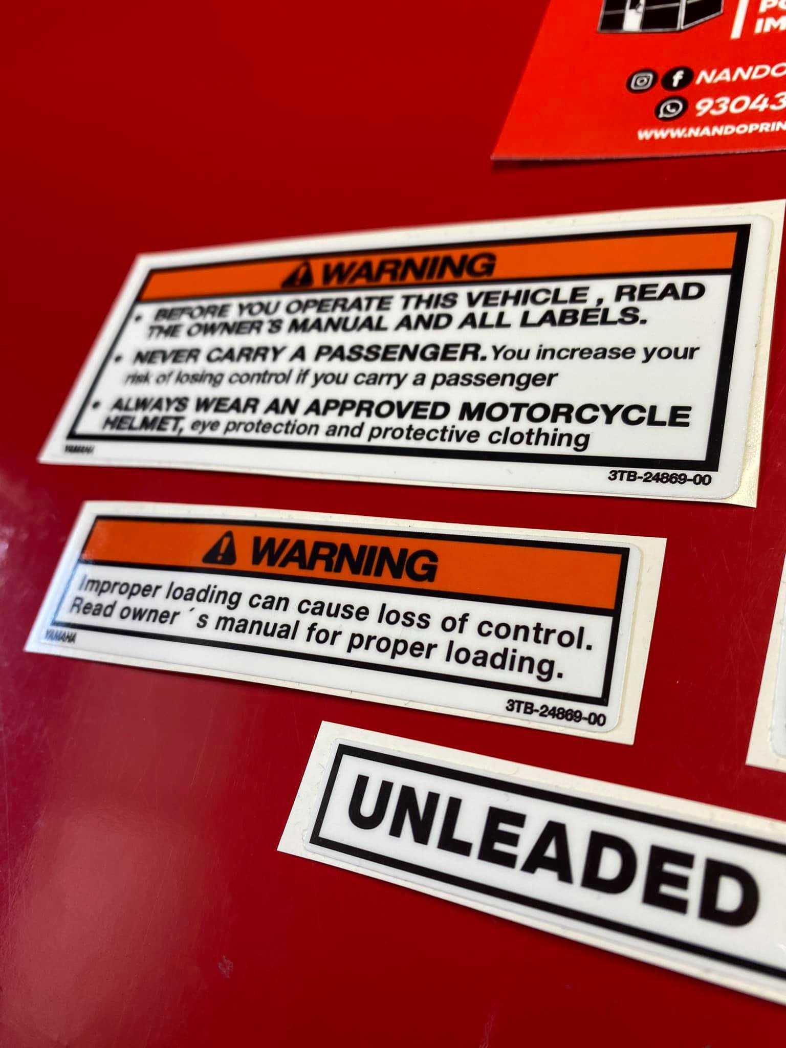 Autocolantes warnings / advertencias para Yamaha DT 50